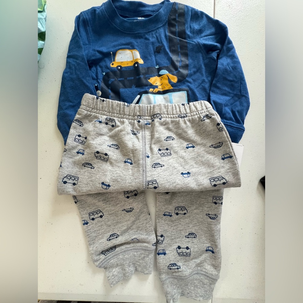 Carter's Blue and Gray Car Print Set